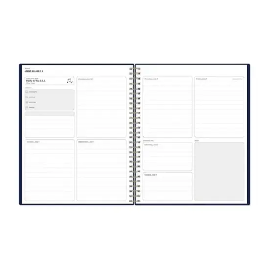 Blue Sky 8"x10" 2025-2026 Weekly/Monthly Spiral Planner Printed Phased Navy image {4}