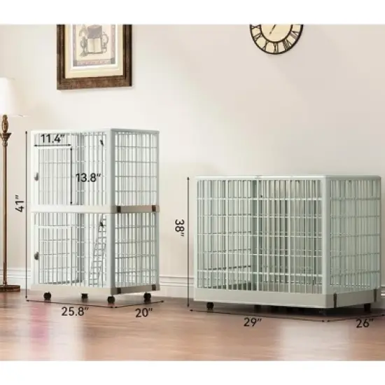 QuestaPack 41'' 2-Tier Cat Cage Cat Crate with Door Locks and Bottom image {1}
