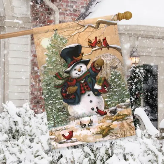 Briarwood Lane Winter Friends Primitive House Flag Snowman Cardin image {2}