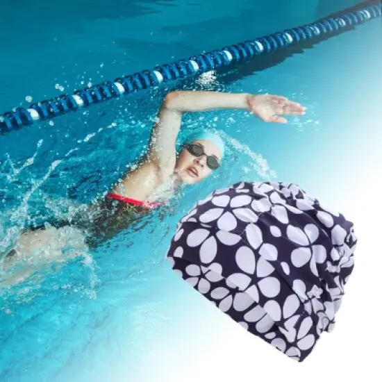 Unique Bargains Nylon Floral Pattern Swimming Cap 1 Pc image {1}