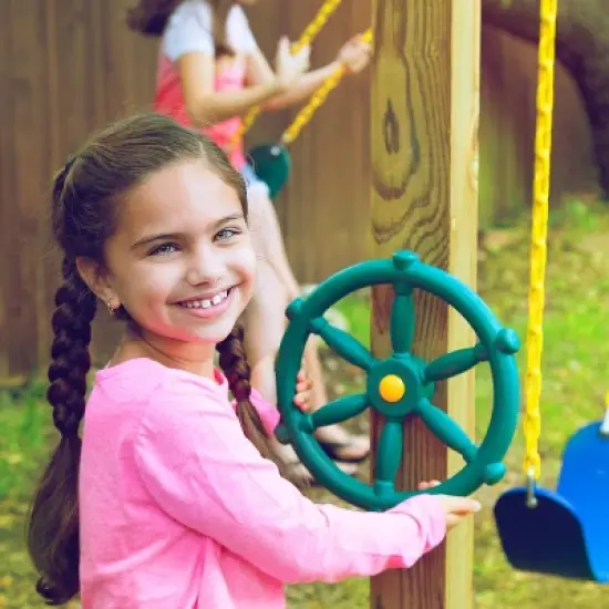 Jungle Gym Kingdom Wooden Toy Steering Wheel - Pirate Ship Swing Set Accessories image {1}