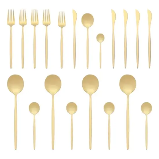 REGALWOVEN 20 Pcs Stainless Steel Mirror Polished Comfortable Handle Serving Sets image {9}