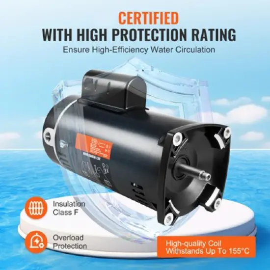 VEVOR 2 HP Pool Pump Motor, 56Y Frame, 230V (7.8 Amps) 3450 RPM, 60Hz, 1.3 Service Factor, 50&mu;F/250V Capacitor image {5}
