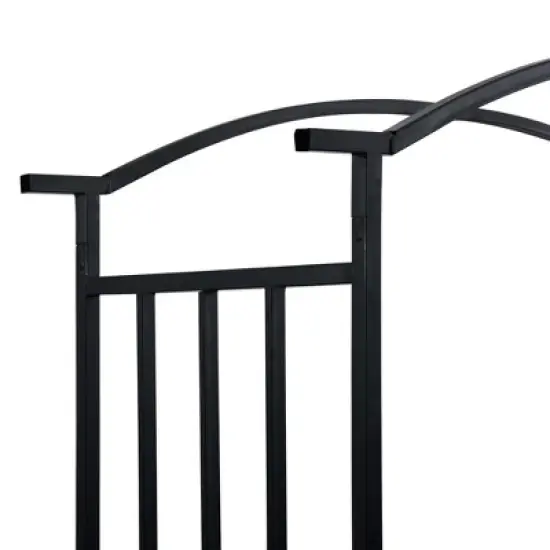 vidaXL Garden Arch with Bench in Black | Sturdy Iron Construction | Weather-Resistant | Elegant Addition to Garden, Patio, Terrace image {4}