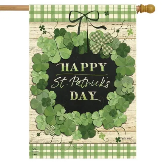 Briarwood Lane Lucky Wreath St. Patrick's Day House Flag Cover Pl image {1}