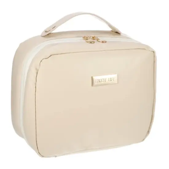 Unique Bargains Large Capacity PU Leather Cosmetic Bag 1 Pc image {6}