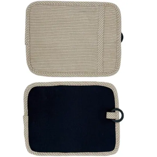 Home Mart Goods Beige Heat Resistant Thick Soft Quilted Lining Kitchen Oven Pot Holders With Neoprene and Cotton Non-slip - 2 Pack image {2}