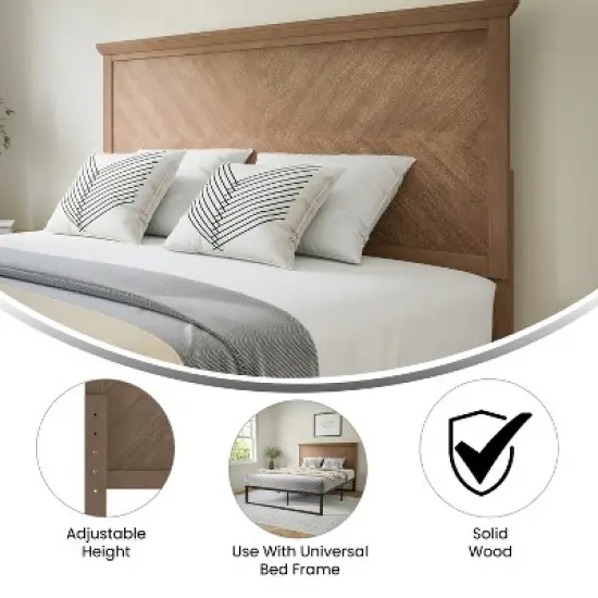 Flash Furniture Fiona Herring Bone Wooden Adjustable Headboard for Universal Metal Bed Frames image {4}