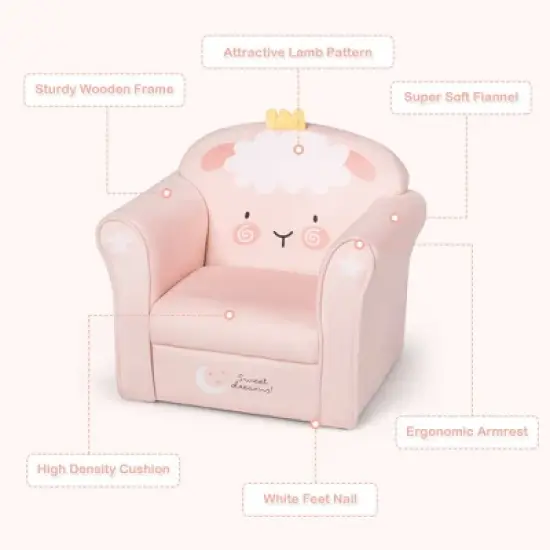 Costway Kids Lamb Sofa Children Armrest Couch Upholstered Chair Toddler Furniture Gift image {9}