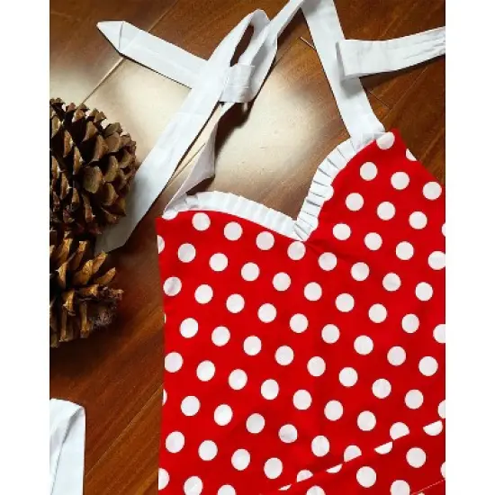 Wrapables Adjustable Flirty Hostess Apron, Red Polka Dots image {9}