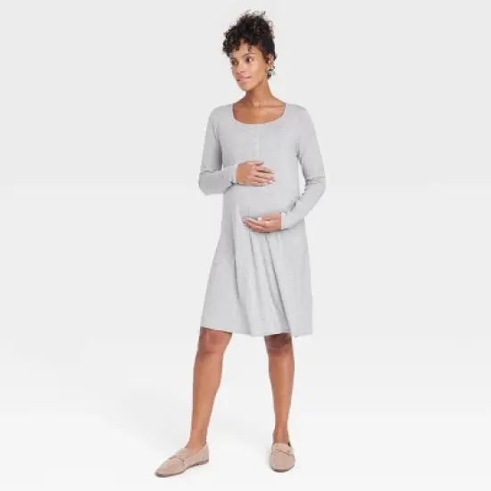Long Sleeve Nursing Henley Maternity Dress - Isabel Maternity by Ingrid & Isabel&trade; image {5}