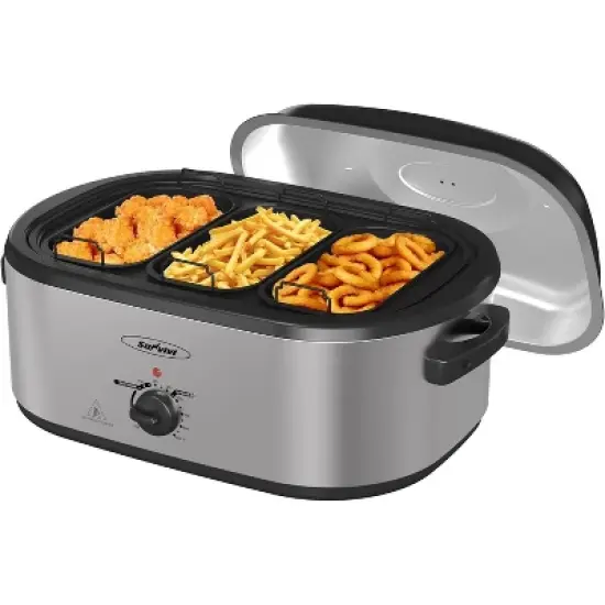 Heynemo Electric Roaster Oven, 24 QT Roaster with 3 Compartments and Self-Basting Lid, Turkey Roaster Oven with Removable Pan & Rack image {8}