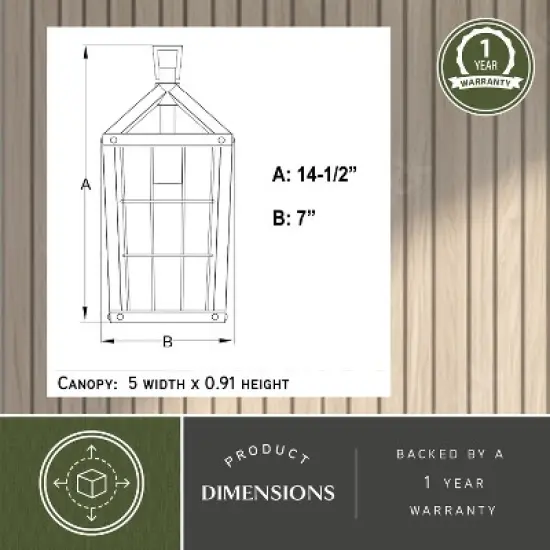 VAXCEL Gage 7-in Black Outdoor Farmhouse Wire Cage Pendant, 1-Light Hanging Ceiling Light with Clear Glass Panels image {5}