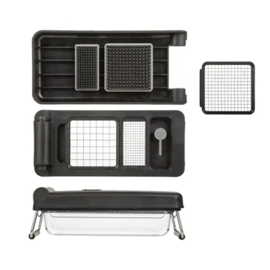 PL8 Professional Chopper Black: Manual Food Chopper & Slicer, 3 Blades, Dishwasher-Safe, Polyoxymethylene, ABS, Stainless Steel image {3}