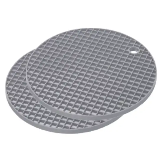 Unique Bargains Silicone Heat Resistant Non-slip Flexible Trivet Mats Light Gray 2 Pcs image {3}