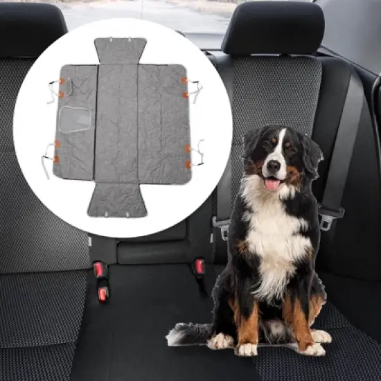Unique Bargains Removable Pet's Car Seat Cover with Safety Belts Gray 1 Pc image {1}