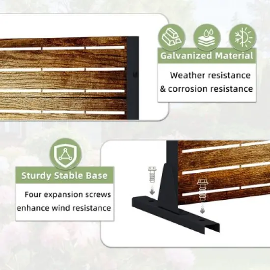 PexFix Wood Grain Blinds-Style Room Divider Screen with Galvanized Steel Construction for Home Office Patio Privacy image {6}