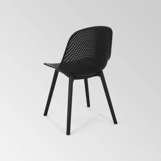 Posey 2pk Resin Modern Dining Chairs - Black - Christopher Knight Home image {1}