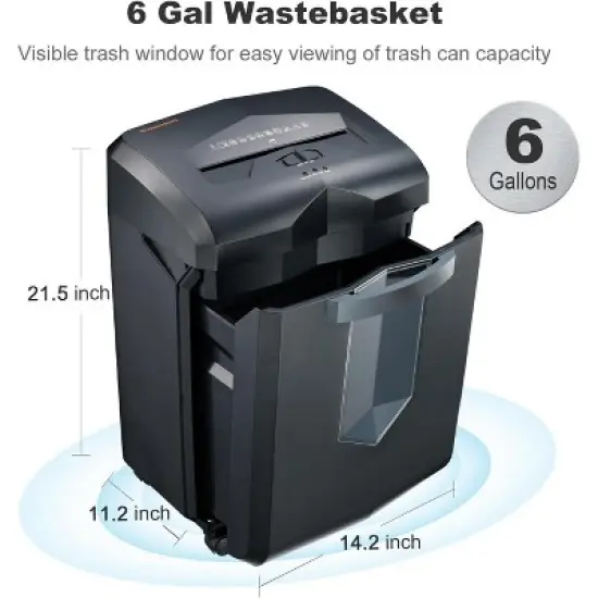Bonsaii 16-Sheet Micro Cut Paper Shredder, 60 Min Run Time, P-4 Security, 6 Gal Pullout Basket, Commercial Grade for Office Use image {4}