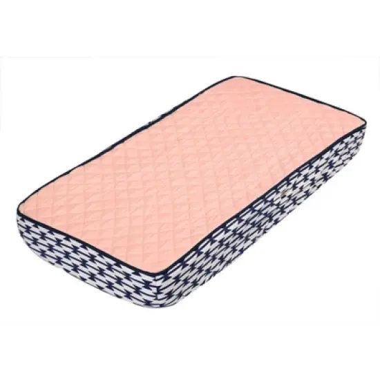 Bacati - Emma Solid Coral/Navy Quilted Changing Pad Cover image {6}