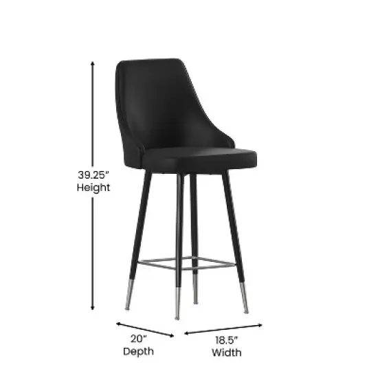 Emma and Oliver Modern Upholstered Dining Stools with Chrome Accented Metal Frames and Footrests image {5}