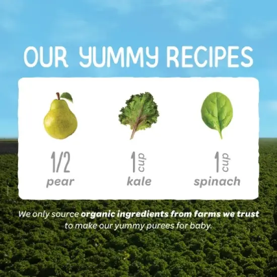 Happy Baby Organics Clearly Crafted Stage 2 Pears, Kale & Spinach  4oz image {2}