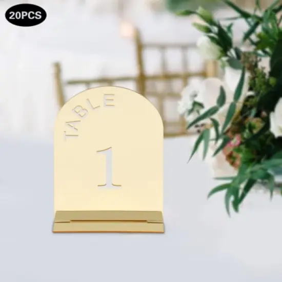 YIYIBYUS 20 Pcs Wedding Table Numbers, Acrylic Table Number with Stands 1-20 Printed image {1}