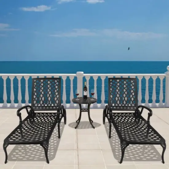 Karl Home |Black Outdoor Aluminum Chaise Lounge image {7}