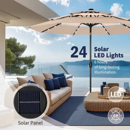 Captiva Designs 10ft Vented Patio Umbrella with 8 Sturdy Ribs for Garden, Poolside & Lawn image {1}