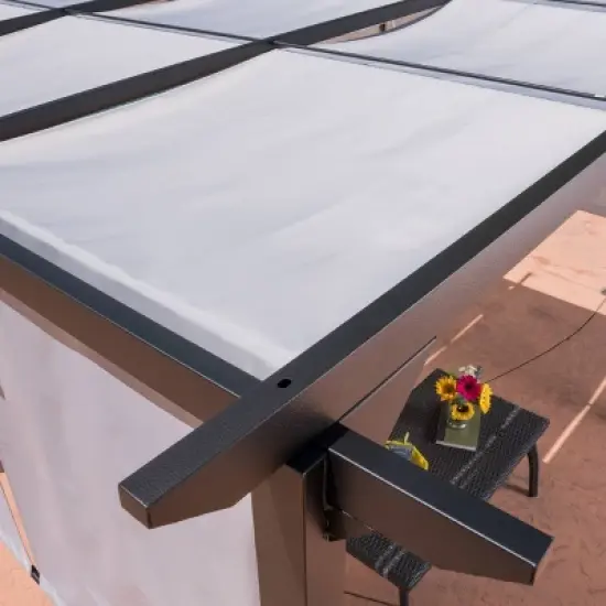 Lawrence 10' x 10' Steel Gazebo - Gray - Christopher Knight Home image {5}