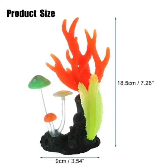 Unique Bargains Soft Silicone Glowing Aquarium Mushroom Coral Multicolor 3.54"x7.28" 1 Pc image {3}