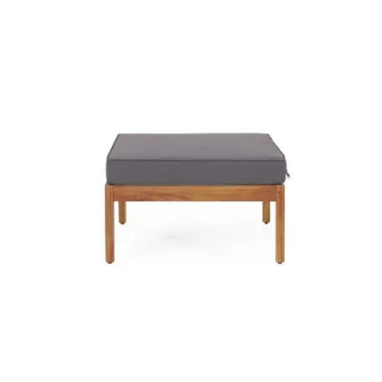 Christopher Knight Home Sloane Outdoor Acacia Wood Ottoman and Coffee Table, Teak/Dark Gray image {7}