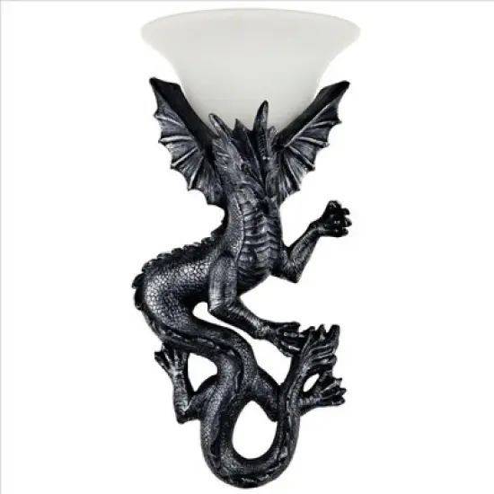 Design Toscano Heraldic Dragon of Ravenscraig Castle Illuminated Wall Sculptures: Set of Two image {1}