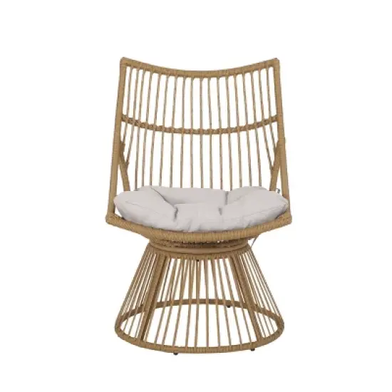 Christopher Knight Home Berton&nbsp;Outdoor Wicker Club Chairs and Side Table Set with Cushion image {4}