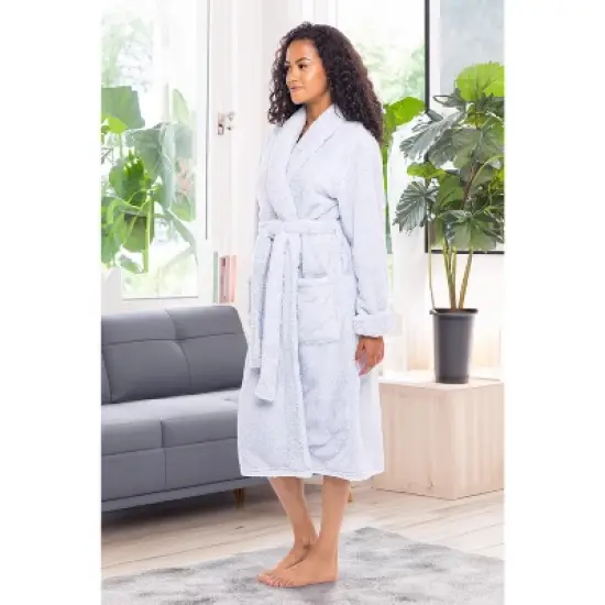 Women's Fuzzy Plush Fleece Winter Robe, Warm Soft Bathrobe for Her image {2}