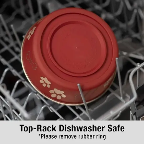 Loving Pets Merlot Red Stainless Steel Dish With Rubber Base - Small image {4}