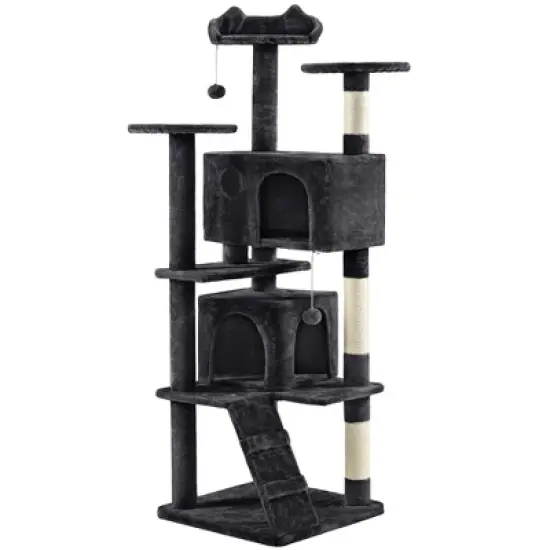 Yaheetech 70"H Cat Tree with 2 Condos for Kittens Small Cats image {12}