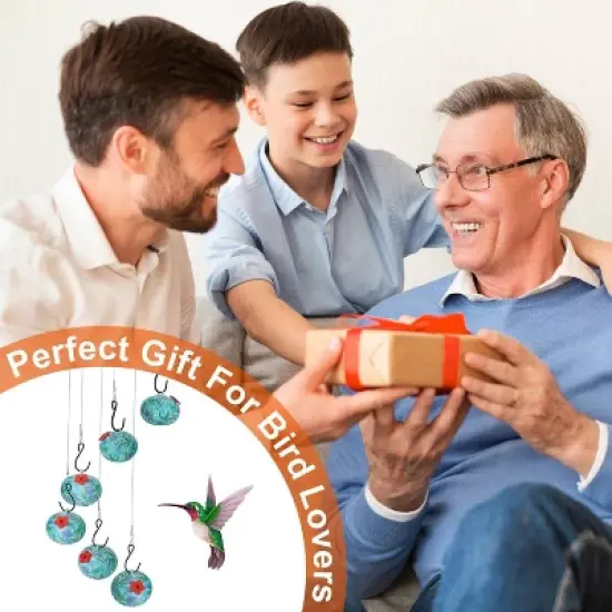 Munora Wind Chimes Hummingbird Feeder - Ant/Bee Proof Outdoor Hanging Bird Feeder with Tongue Protection (Blue, 22.04"L) image {5}