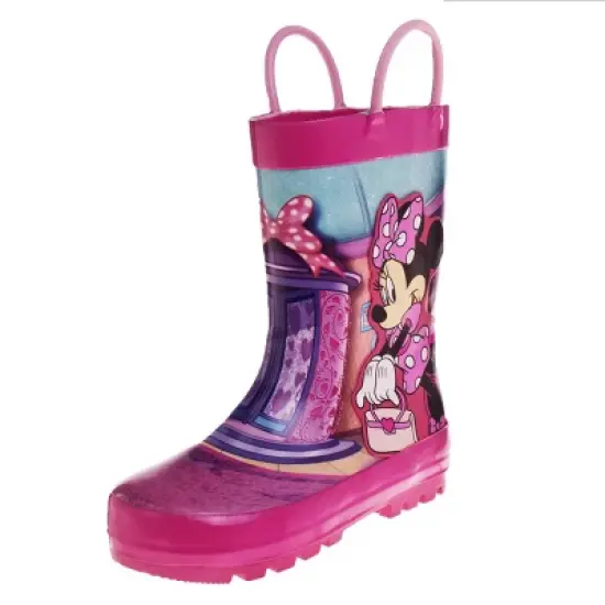 Minnie Mouse Rubber Rainboots - Waterproof Lightweight Easy On with Easy Pull Handles - Fuchsia (sizes 7/1 Toddler / Little Kid / Big Kid) image {7}