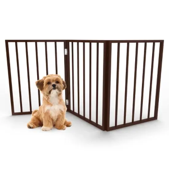Pet Adobe Foldable Wooden Pet Gate &ndash; Dark Brown image {4}