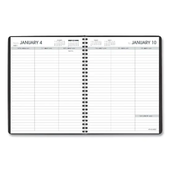 Weekly Planner Ruled for Open Scheduling, 8.75 x 6.75, Black Cover, 12-Month (Jan to Dec): 2026 image {1}