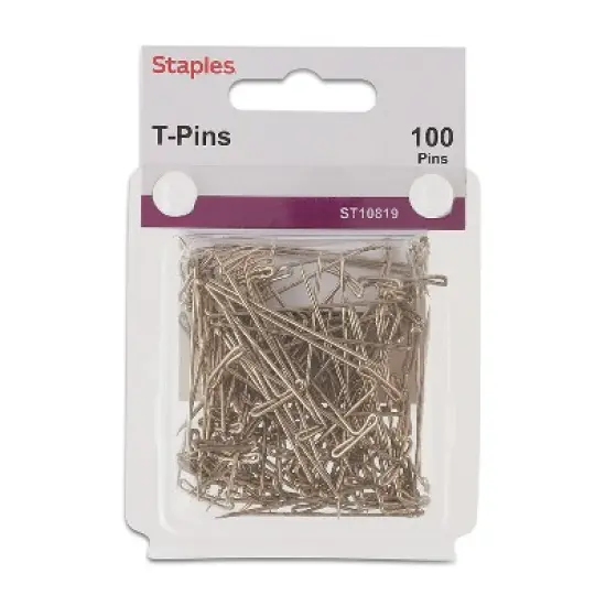 Staples 10819-CC Nickel Plated T-Pin 100/Pack 436448 image {3}