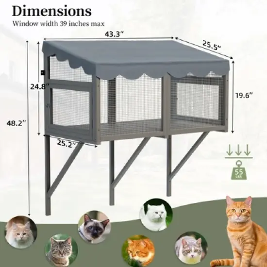 ORRD Cat Catio Window Box Enclosure, Wooden Perch House for Indoor Cats, Expandable Secure Outdoor Haven image {4}