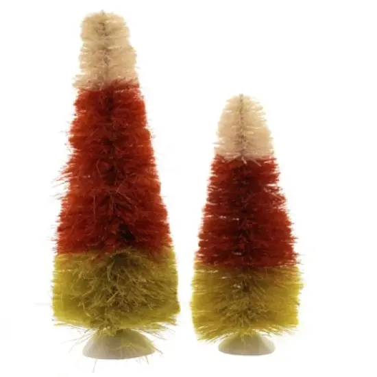 Dept 56 Accessories 8.5 Inch Candy Corn Trees Set Of 2 Halloween Decorative Tree , Halloween Village Accessory (2PC) image {1}