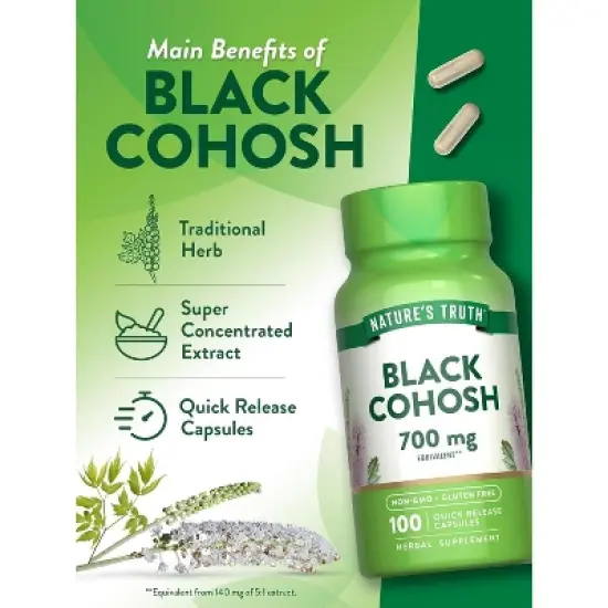 Nature's Truth Black Cohosh | 100 Capsules | Root Extract | Non-GMO & Gluten Free Supplement image {4}