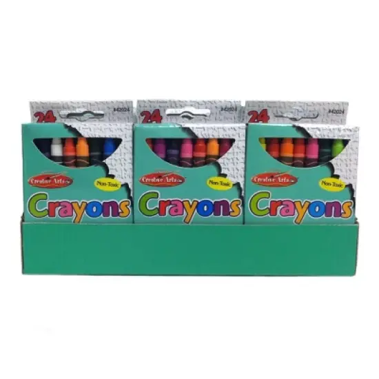 Charles Leonard Creative Arts Crayons, Assorted Colors, 24 boxes with a Shelf Tray image {1}
