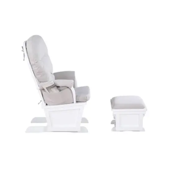 Suite Bebe Mason Glider & Ottoman - White/Woven Gray image {3}