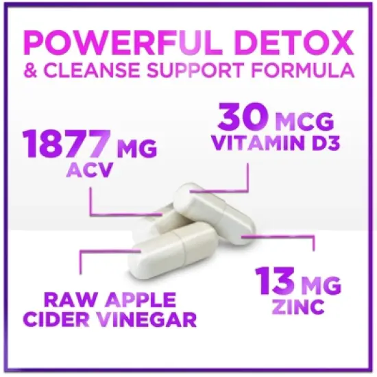 Apple Cider Vinegar Pills from the Mother - 1877mg of ACV with Vitamin D3 & Zinc, ACV Supplement for Digestion - 120 Capsules By Hello Lovely! image {2}