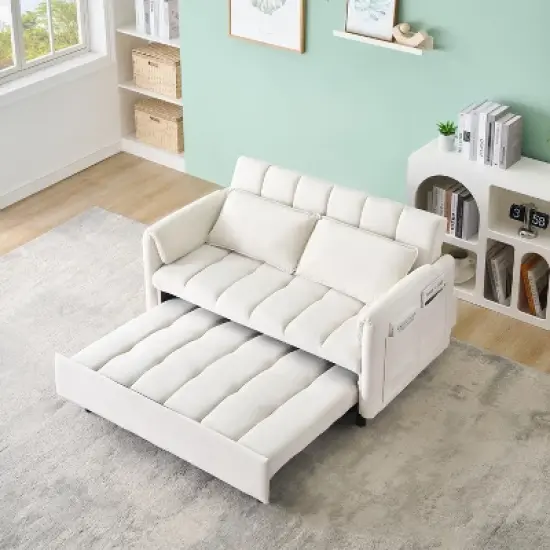 Sapphtopaz 52" Couches for Living Room 2-Seater Pullout Sofa Bed 3 in 1 Convertible Sleeper Sofa with Pillow & Pocket Small Loveseat for Bedroom image {5}