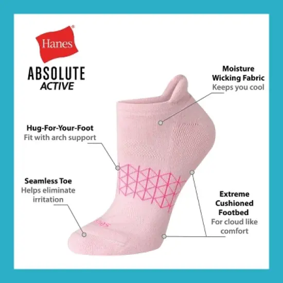 Hanes Women's 4pk Absolute Active Heel Tab No Show Socks - 5-9 image {3}